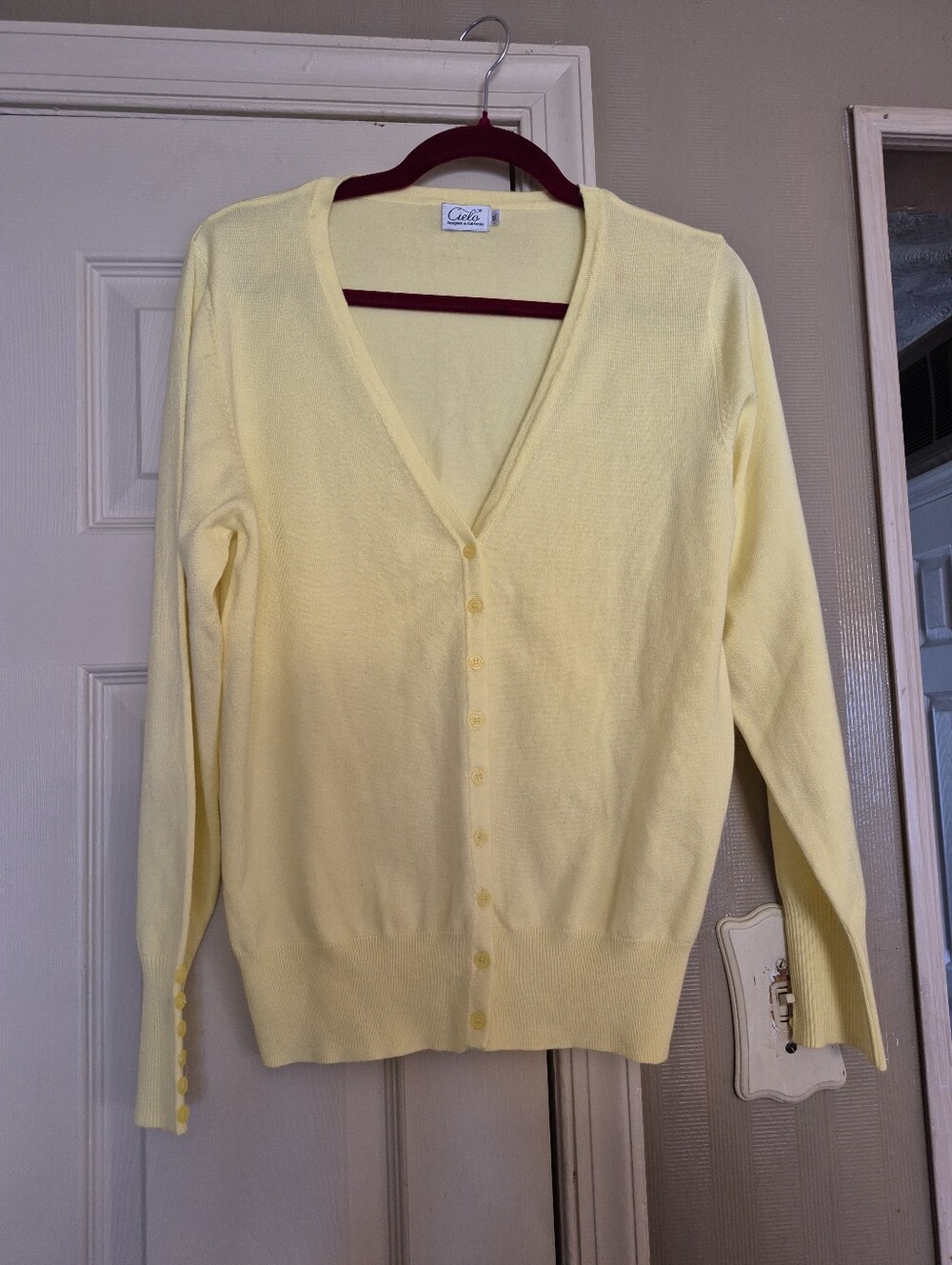 Cielo Pale Yellow V-Neck Button Cardigan